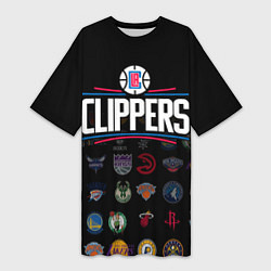 Футболка женская длинная Los Angeles Clippers 2, цвет: 3D-принт