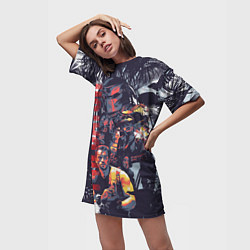 Футболка женская длинная Predator - jungle texture, цвет: 3D-принт — фото 2