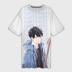 Футболка женская длинная Guitarist, цвет: 3D-принт