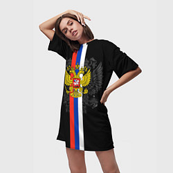 Футболка женская длинная Россия, цвет: 3D-принт — фото 2