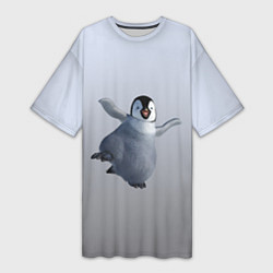 Женская длинная футболка Мультяшный пингвин