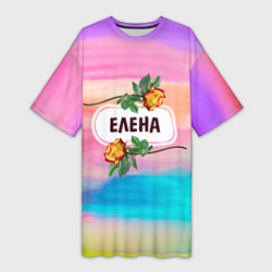 Футболка женская длинная Елена, цвет: 3D-принт