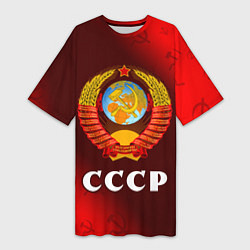 Футболка женская длинная СССР USSR, цвет: 3D-принт