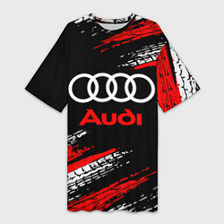 Футболка женская длинная AUDI, цвет: 3D-принт
