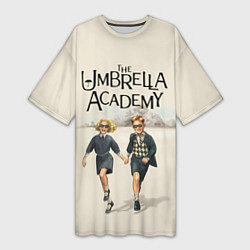 Футболка женская длинная The umbrella academy, цвет: 3D-принт