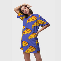 Футболка женская длинная Кусочки пиццы, цвет: 3D-принт — фото 2