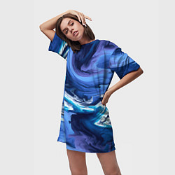 Футболка женская длинная Абстрактные волны, цвет: 3D-принт — фото 2