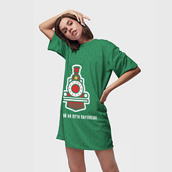 Футболка женская длинная Не стой на пути паровоза!, цвет: 3D-принт — фото 2