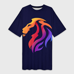 Женская длинная футболка Градиентный лев в минимализме
