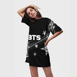 Футболка женская длинная BTS бойбенд Stars, цвет: 3D-принт — фото 2