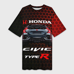 Футболка женская длинная Honda Civic Type R, цвет: 3D-принт