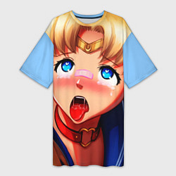 Футболка женская длинная SAILOR MOON AHEGAO, цвет: 3D-принт