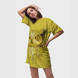 Футболка женская длинная Сова, цвет: 3D-принт — фото 2