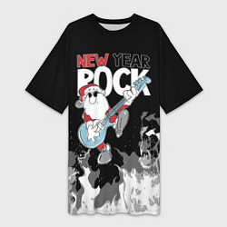 Футболка женская длинная New year rock, цвет: 3D-принт