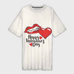 Женская длинная футболка Happy Valentines Day