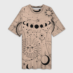 Футболка женская длинная Звездное небо, цвет: 3D-принт