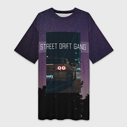 Футболка женская длинная Street Drift Gang Дрифт, цвет: 3D-принт