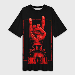 Футболка женская длинная Rock & Roll, цвет: 3D-принт