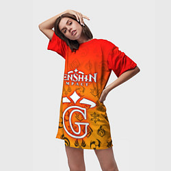 Футболка женская длинная GENSHIN IMPACT, цвет: 3D-принт — фото 2