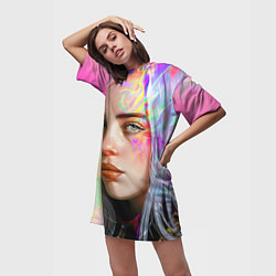 Футболка женская длинная Billie Eilish, цвет: 3D-принт — фото 2