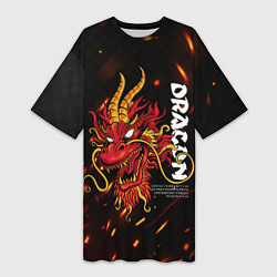 Футболка женская длинная Dragon Огненный дракон, цвет: 3D-принт