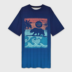Женская длинная футболка Медведь на серфинге