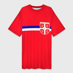 Футболка женская длинная Сборная Сербии, цвет: 3D-принт
