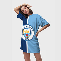Футболка женская длинная МАНЧЕСТЕР СИТИ MANCHESTER, цвет: 3D-принт — фото 2