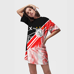 Футболка женская длинная FC AJAX AMSTERDAM ФК АЯКС, цвет: 3D-принт — фото 2