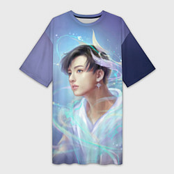 Футболка женская длинная Jeon BTS, цвет: 3D-принт