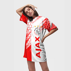 Футболка женская длинная FC AJAX AMSTERDAM ФК АЯКС, цвет: 3D-принт — фото 2