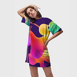 Футболка женская длинная Rainbow T-Shirt, цвет: 3D-принт — фото 2