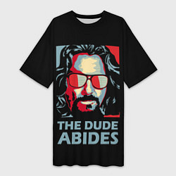 Футболка женская длинная The Dude Abides Лебовски, цвет: 3D-принт