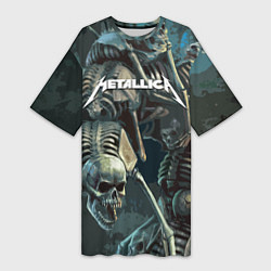 Футболка женская длинная Metallica Metal Skull, цвет: 3D-принт