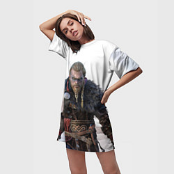 Футболка женская длинная Assassin?s Creed Вальгалла, цвет: 3D-принт — фото 2