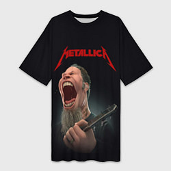 Футболка женская длинная James Alan Hetfield METALLICA Z, цвет: 3D-принт