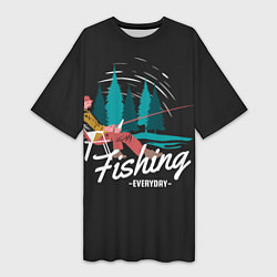 Футболка женская длинная Рыбалка Fishing, цвет: 3D-принт