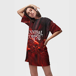 Футболка женская длинная Blood Cannibal Corpse Труп Каннибала Z, цвет: 3D-принт — фото 2