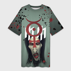 Футболка женская длинная Marilyn Manson Мерилин Мэнсон Z, цвет: 3D-принт