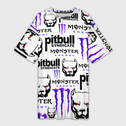 Футболка женская длинная PITBULL SYNDICATE X MONSTER, цвет: 3D-принт