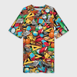 Футболка женская длинная Снова в школу, цвет: 3D-принт