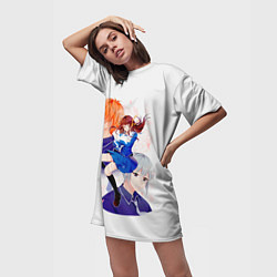 Футболка женская длинная Корзинка фруктов, цвет: 3D-принт — фото 2