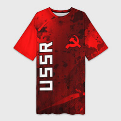 Женская длинная футболка USSR - Серп и Молот - Краска