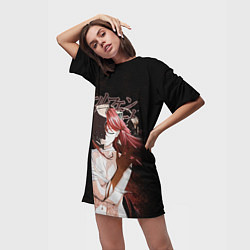 Футболка женская длинная Люси Эльфийская песнь, цвет: 3D-принт — фото 2