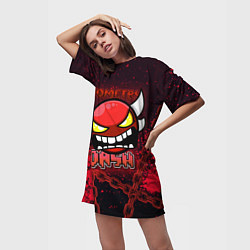 Футболка женская длинная Geometry Dash: Red Evil, цвет: 3D-принт — фото 2