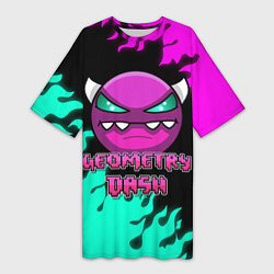 Футболка женская длинная Geometry Dash, цвет: 3D-принт