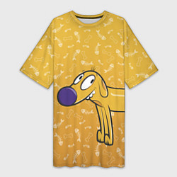 Футболка женская длинная КОТОПЕС Пес спереди, цвет: 3D-принт