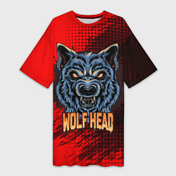 Футболка женская длинная Wolf head, цвет: 3D-принт
