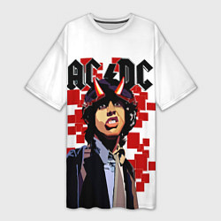 Футболка женская длинная ACDC Ангус Янг, цвет: 3D-принт