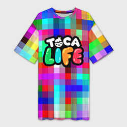 Футболка женская длинная Toca Life: Pixels, цвет: 3D-принт